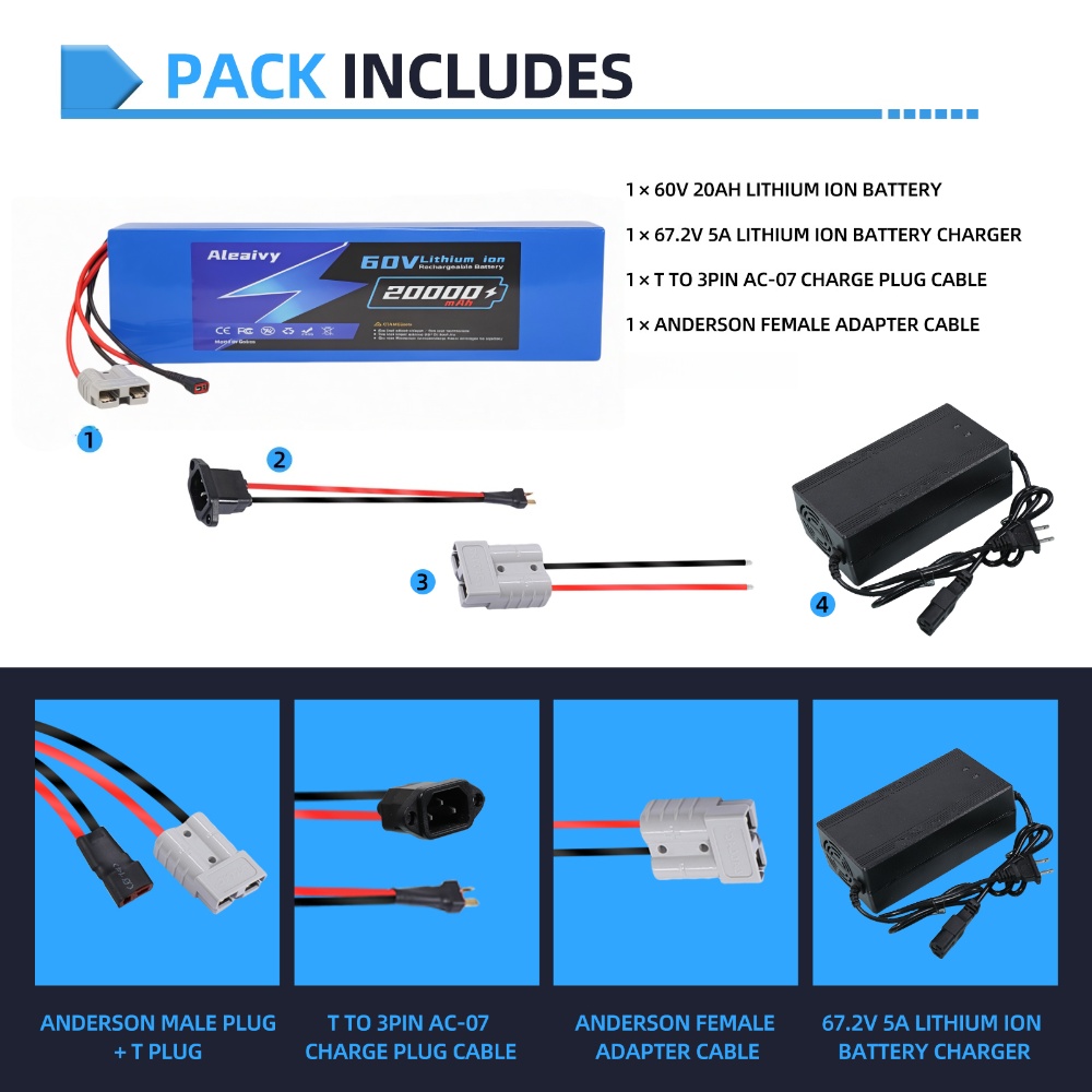 Аккумулятор Aleaivy 60В 20Ач 3 – обзор и цена 60V 30Ah 21700 Battery Pack